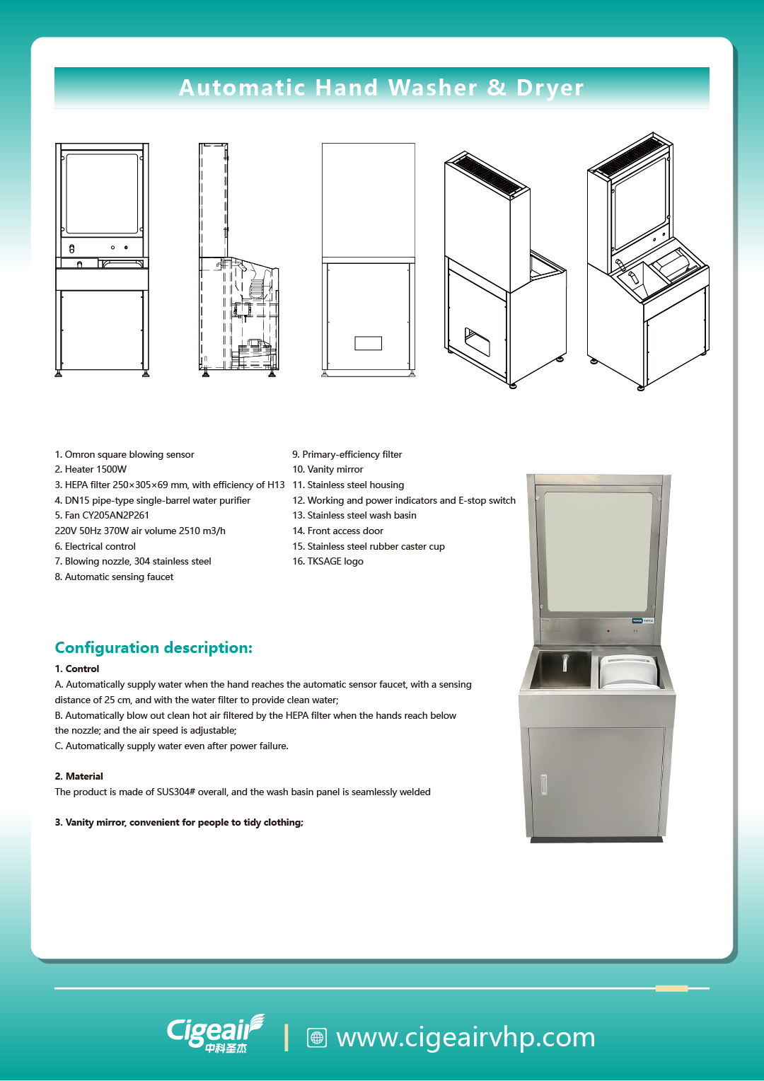 Cigeair Automatic Hand Washing and Drying Machines